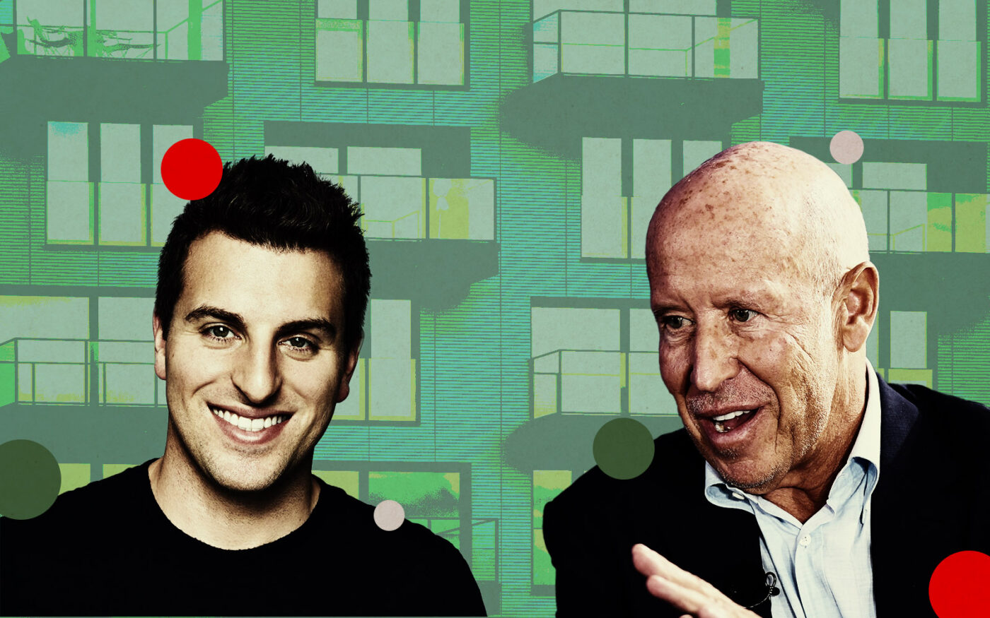 Airbnb's Brian Chesky, Starwood Capital Group's Barry Sternlicht (AirBnb, Getty)