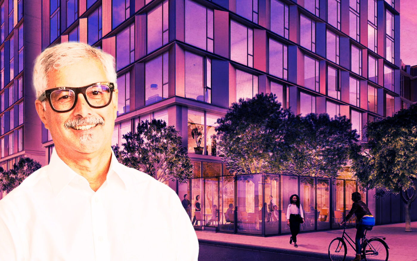 Build Inc's Lou Vasquez; rendering of 469 Stevenson St. (Build Inc., Solomon Cordwell Buenz, Getty)