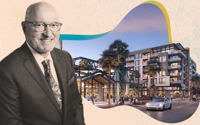 Shopoff Realty's William Shopoff with rendering of Bolsa Pacific at Westminster