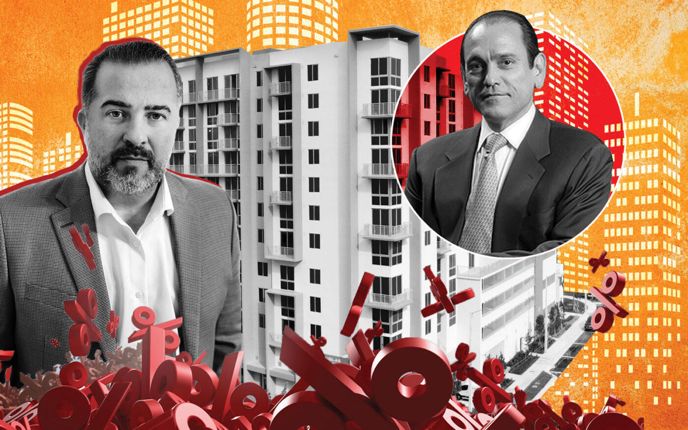 From left: Gus Alfonso and Henry Torres with the Douglas Enclave in Miami (Photo-illustration by Priya Modi/The Real Deal)