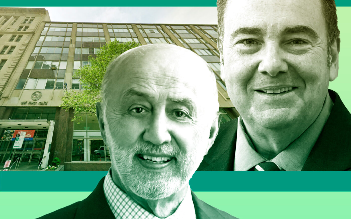 Rockrose Development CEO Henry Elghanayan, St. Francis College's Tim Cecere and 180 Remsen Street in Brooklyn