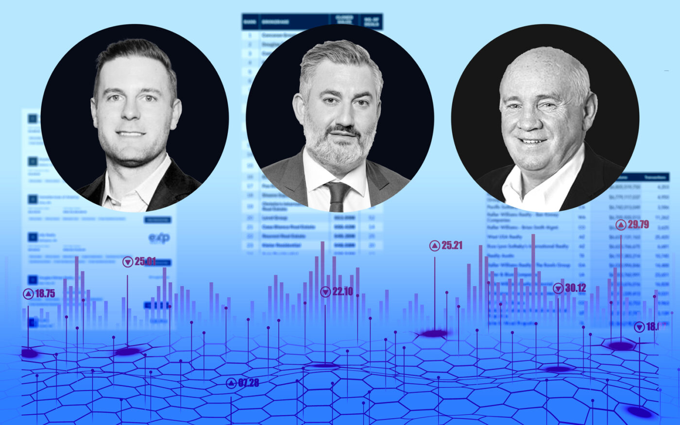 RealTrends's Mark Adams, The Real Deal’s Amir Korangy and RISMedia’s John Featherston