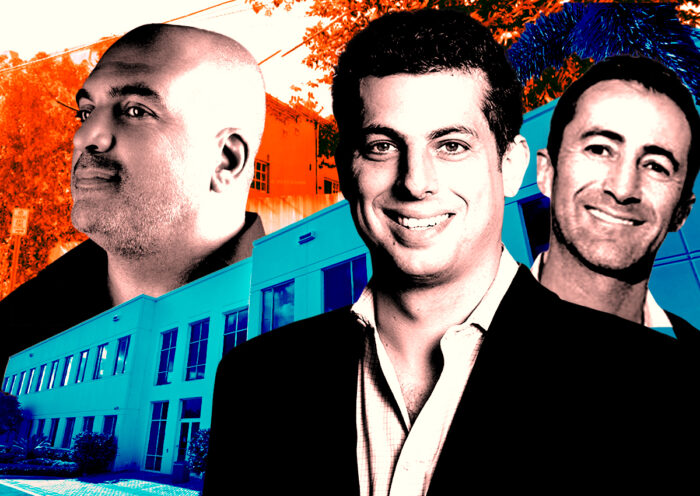 From left: Ofer Mizrahi and 7520 Northeast Fourth Court in Miami; PEBB Enterprises’ Ian Weiner and Banyan Development’s Jason Sher and 3600 FAU Boulevard in Boca Raton (Getty, PEBB Enteprises, Five Blocks, Google Maps)