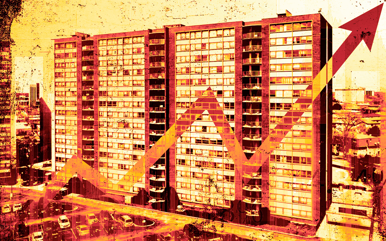 A photo illustration of Pavilion Apartments (Getty, LoopNet)