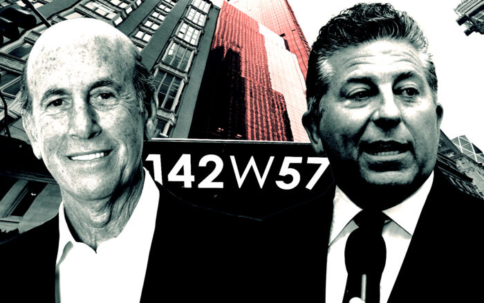From left: David Levinson, Rob Lapidus, and 142 West 57th Street (Getty, Google Maps, L&L Holding, Mitsubishi Corporation)