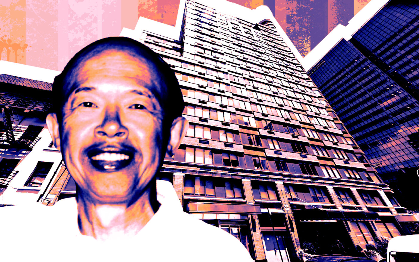 A photo illustration of Verbena Road Holdings' Dennis Wong and 377 East 33rd Street (Getty, LinkedIn/Dennis Wong, Google Maps)