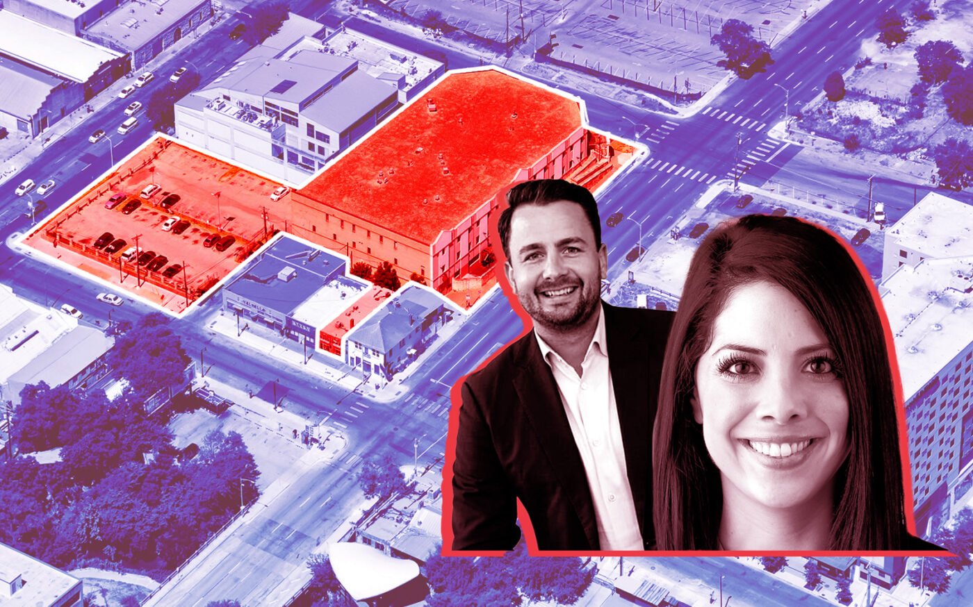 CBRE’s Peter Jansen and Jennifer Joseph with 718 Red River Street and 501 East 8th Street