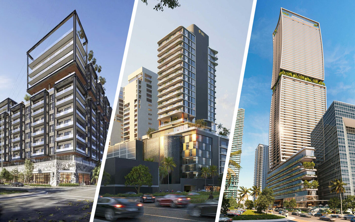 Renderings of Wynwood mixed-use project at 2110, 2118 and 2134 North Miami Avenue, Smart Luxe condo-hotel at 885 Southwest Third Avenue and Casa Tua condominiums at 1210 Brickell Avenue