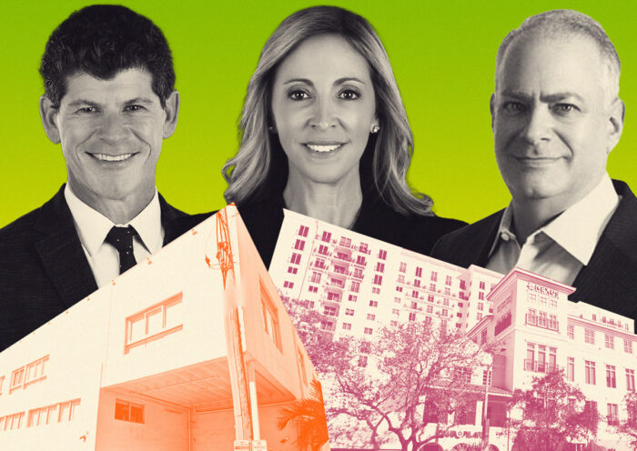 Goldman Properties’ Scott Srebnick and Jessica Goldman Srebnick and Terranova's Stephen Bittel with 331 Northwest 26th Street and 55 Miracle Mile