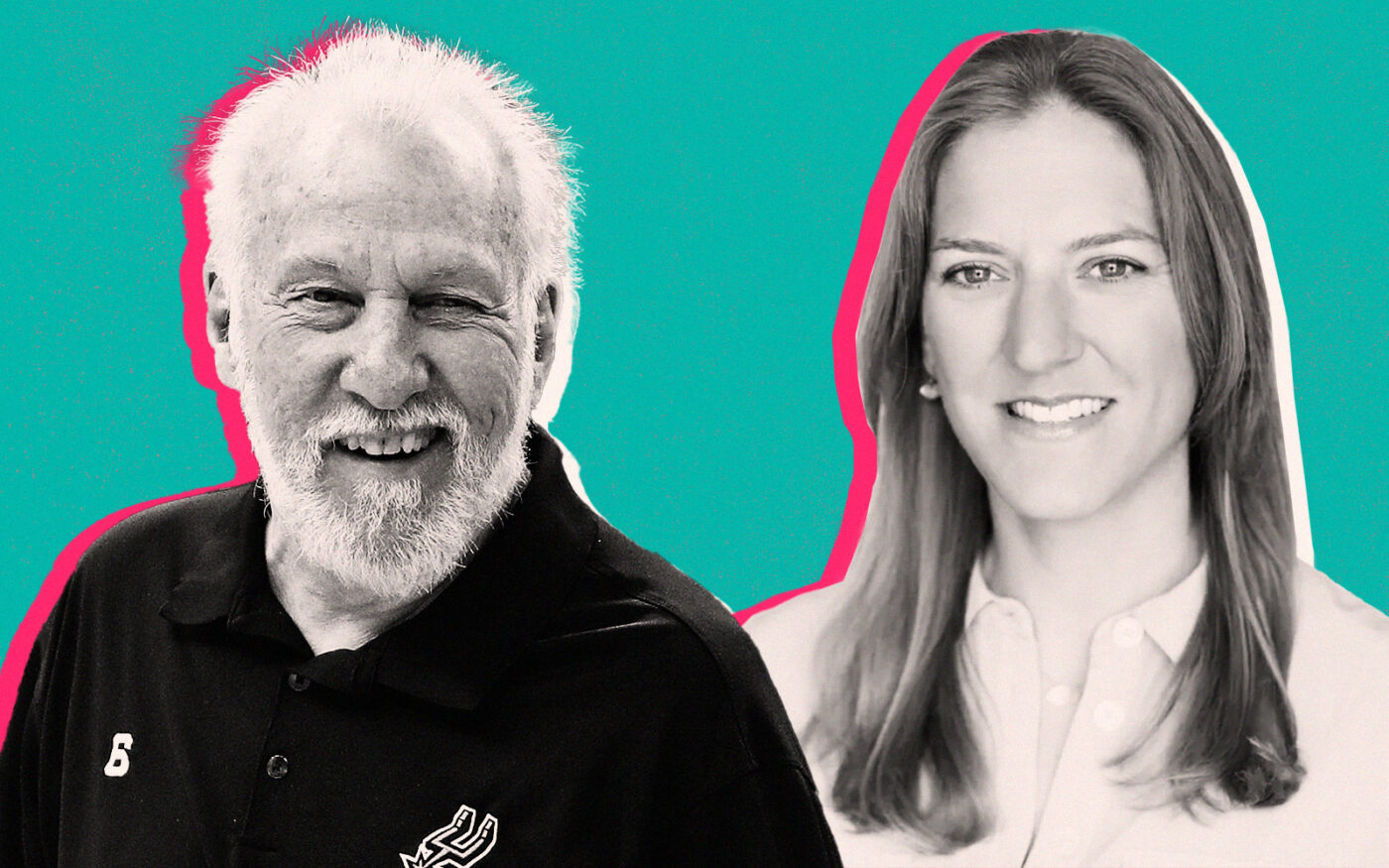 Spurs coach Gregg Popovich and Sotheby’s agent Katie Tottenham