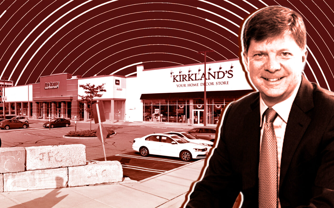 Urban Edge Properties' Jeffrey Olson and the site of the project at 1 Bergen Town Center