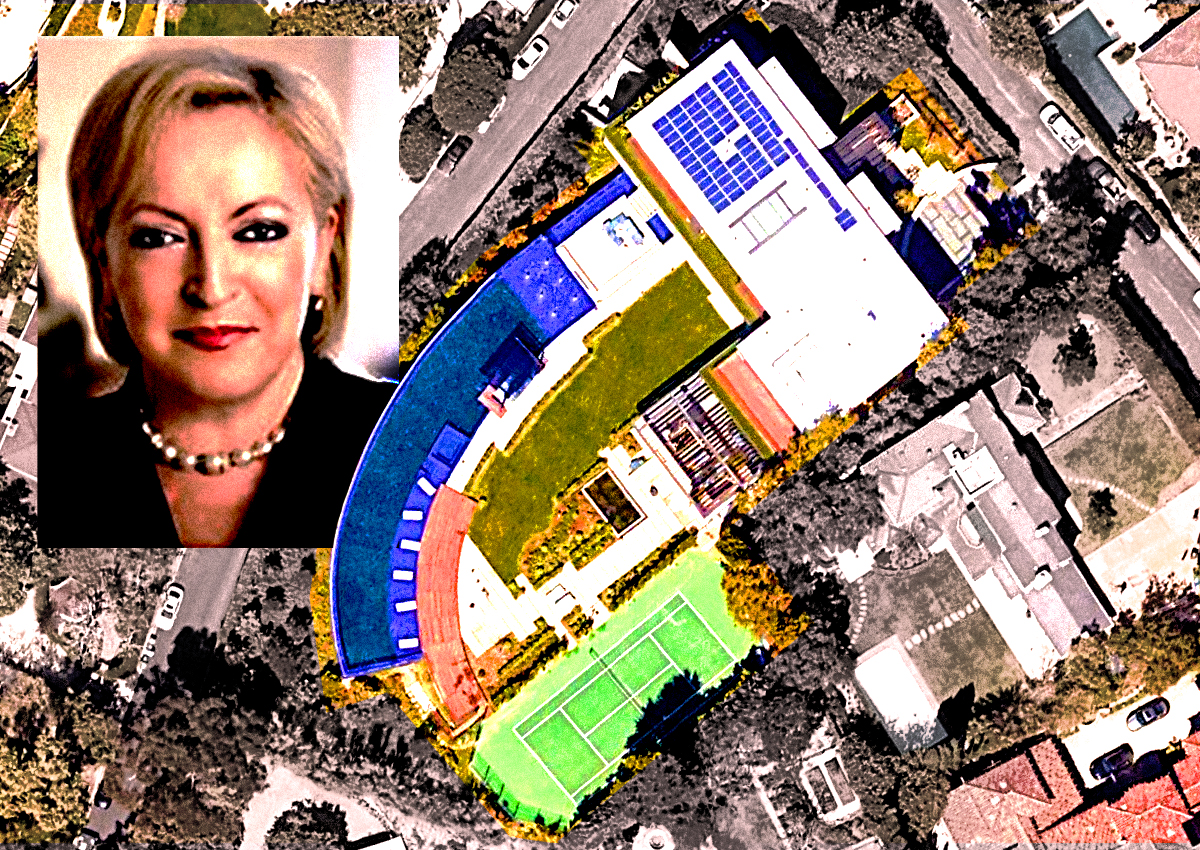 A photo illustration of Coldwell Banker's Florence Mattar and 281 Bentley Circle (Getty, Google Maps, LinkedIn)