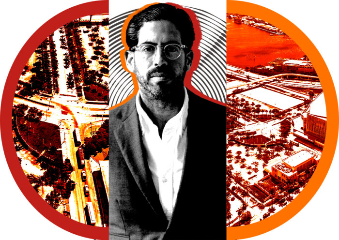A photo illustration of Terra's David Martin and aerial views of Genting Group's downtown Miami site (Getty, Terra, Genting Group)