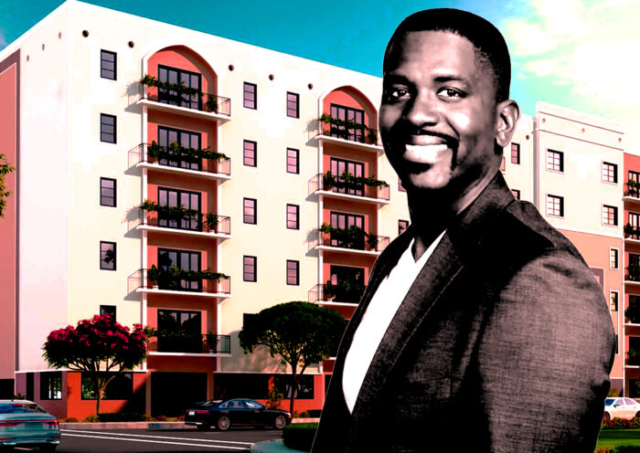 HBJ Development's Harry Joseph and a rendering of the 45-unit project in Opa-locka (Getty, HBJ Development & Management)