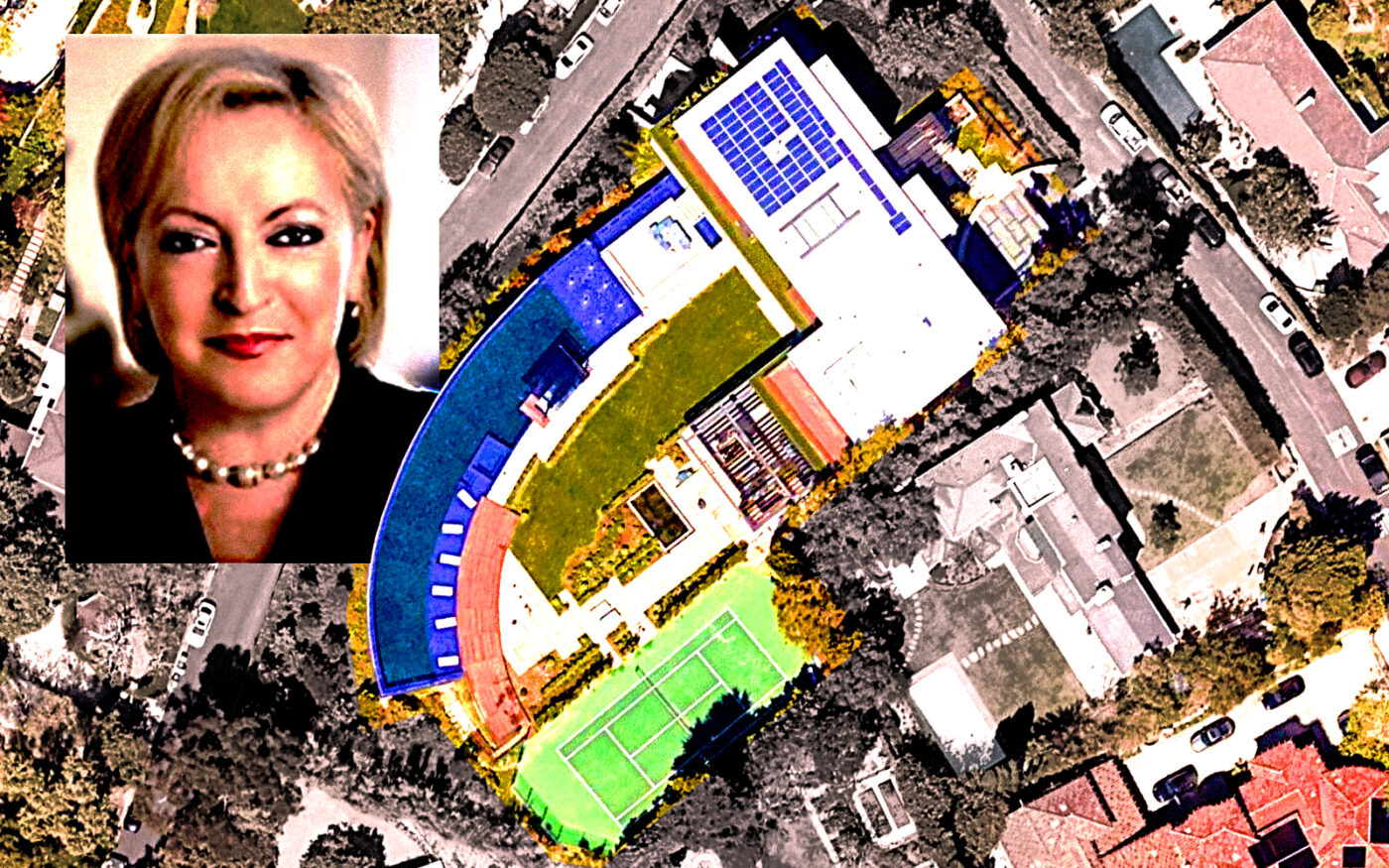 A photo illustration of Coldwell Banker's Florence Mattar and 281 Bentley Circle (Getty, Google Maps, LinkedIn)
