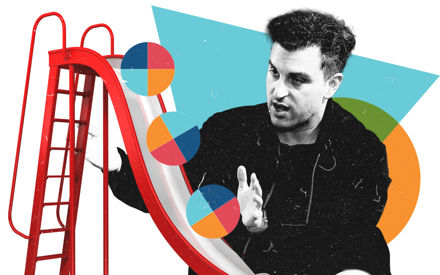 A photo illustration of Airbnb CEO Brian Chesky (Getty)