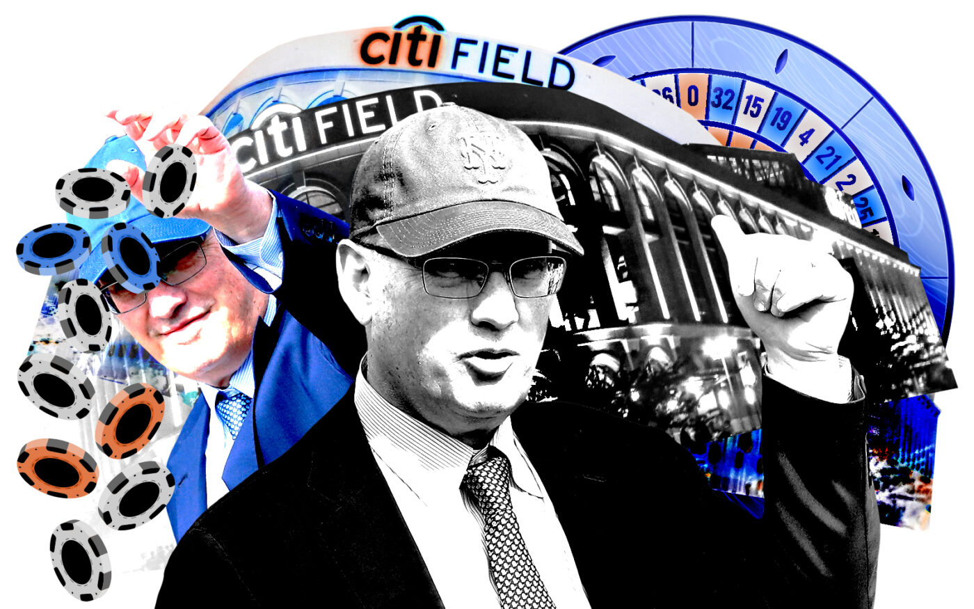 Owner of the New York Mets Steven Cohen and Citi Field (Photo Illustration by Steven Dilakian for The Real Deal with Getty)