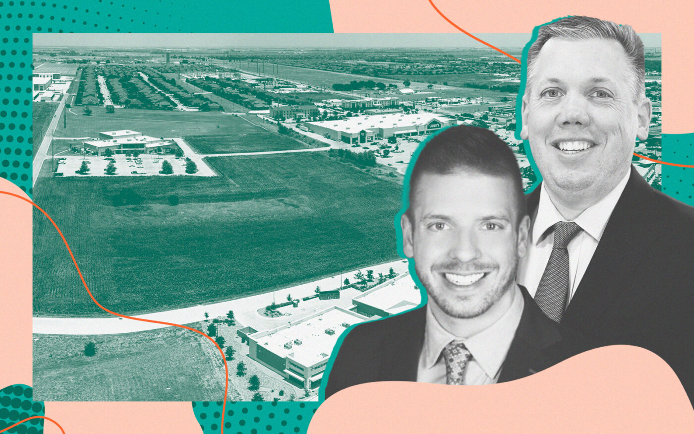 Common Ground's David Luebke and Hutto Mayor Mike Snyder with development site for Project ESLO