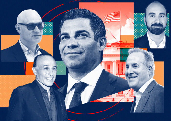 Dacra’s Craig Robins, Moishe Mana, Miami Mayor Francis Suarez, Alex Sapir and Miami Freedom Park developer Jorge Mas