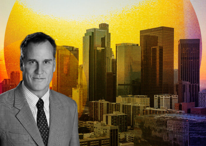 Downtown Center BID executive director Nick Griffin and DTLA skyline
