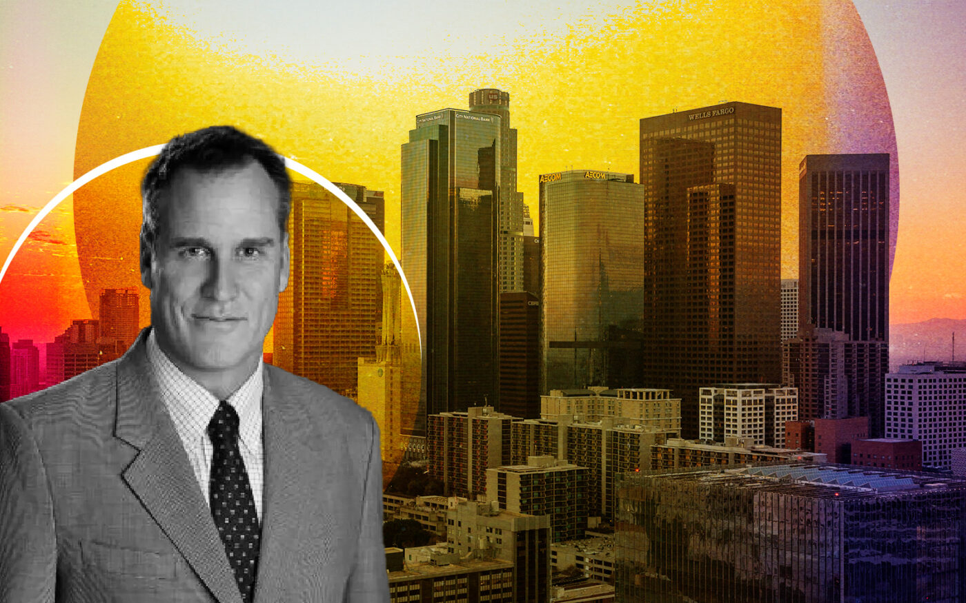 Downtown Center BID executive director Nick Griffin and DTLA skyline