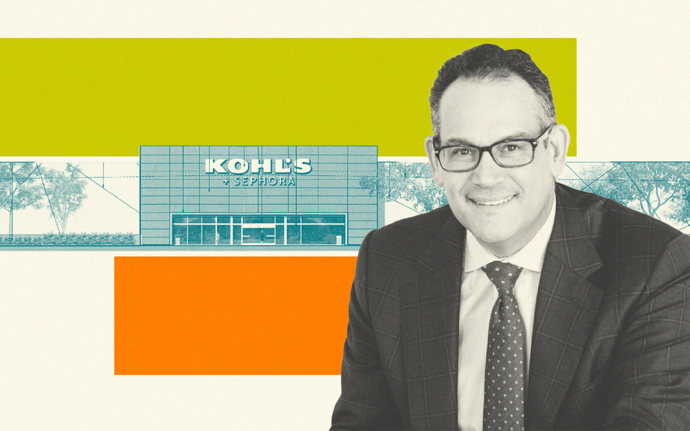 Simon Property Group's David Simon with rendering of planned Kohl’s store