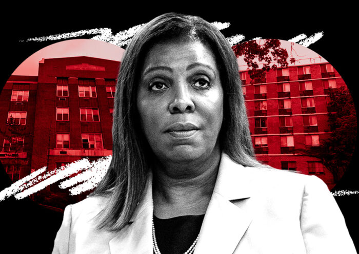 Attprmy General Letitia James, the Beth Abraham Center for Rehabilitation and Nursing (left) in Bronx County, Holliswood Center for Rehabilitation and Healthcare (right) in Queens County