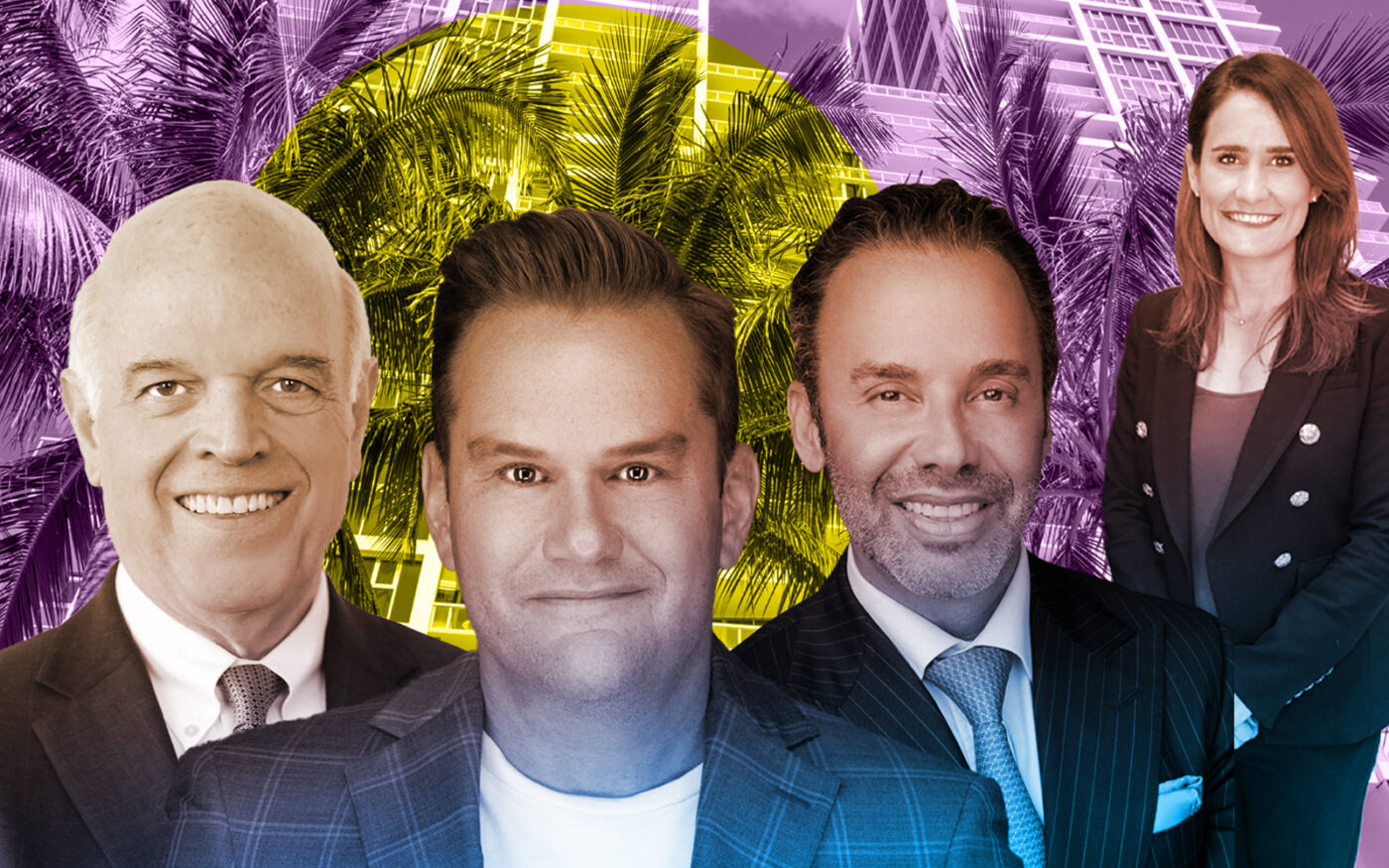 From left: Berkshire Hathaway’s Ron Shuffield, Coldwell Banker’s Duff Rubin, Douglas Elliman’s Jay Parker and The Keyes Company’s Christina Pappas (Photo-illustration by Paul Dilakian/The Real Deal)