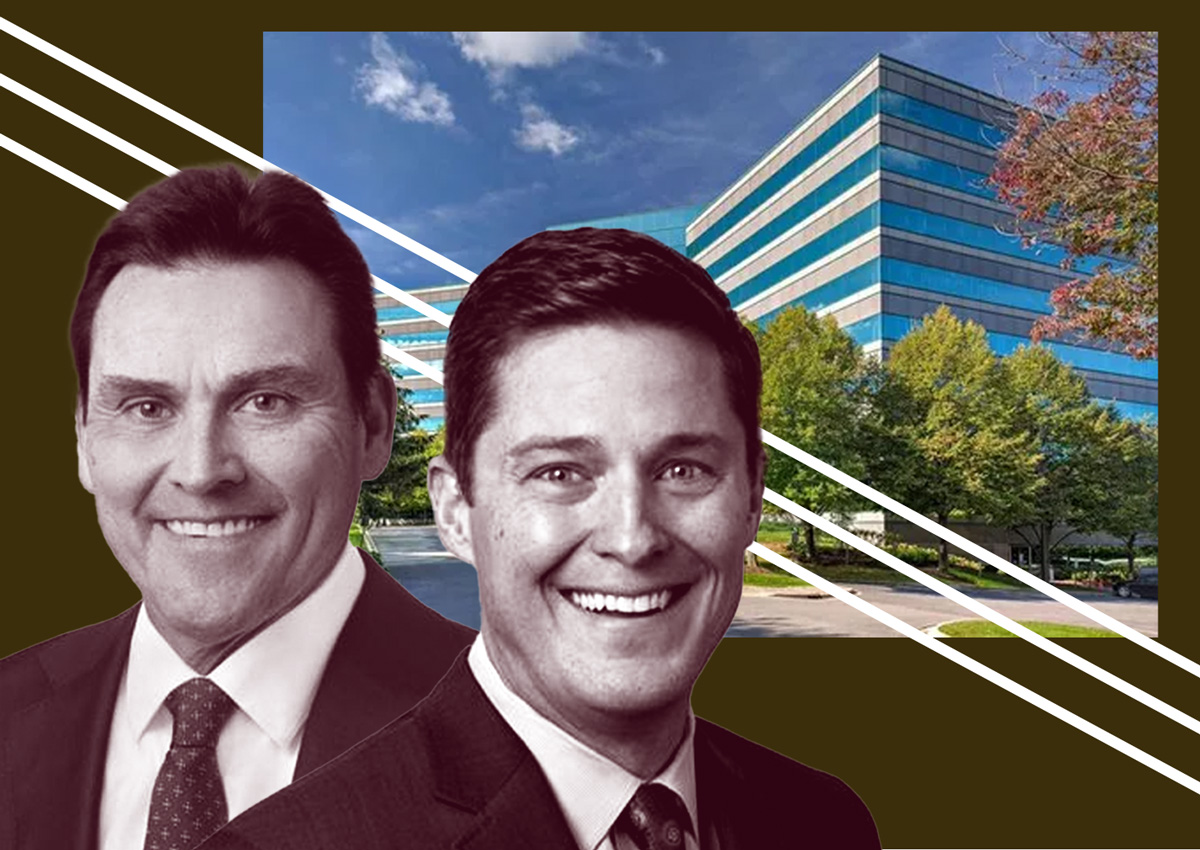 Cushman & Wakefield's Paul Lundstedt and Dan Deuter with the Arboretum Lakes office campus at 801 Warrenville Road