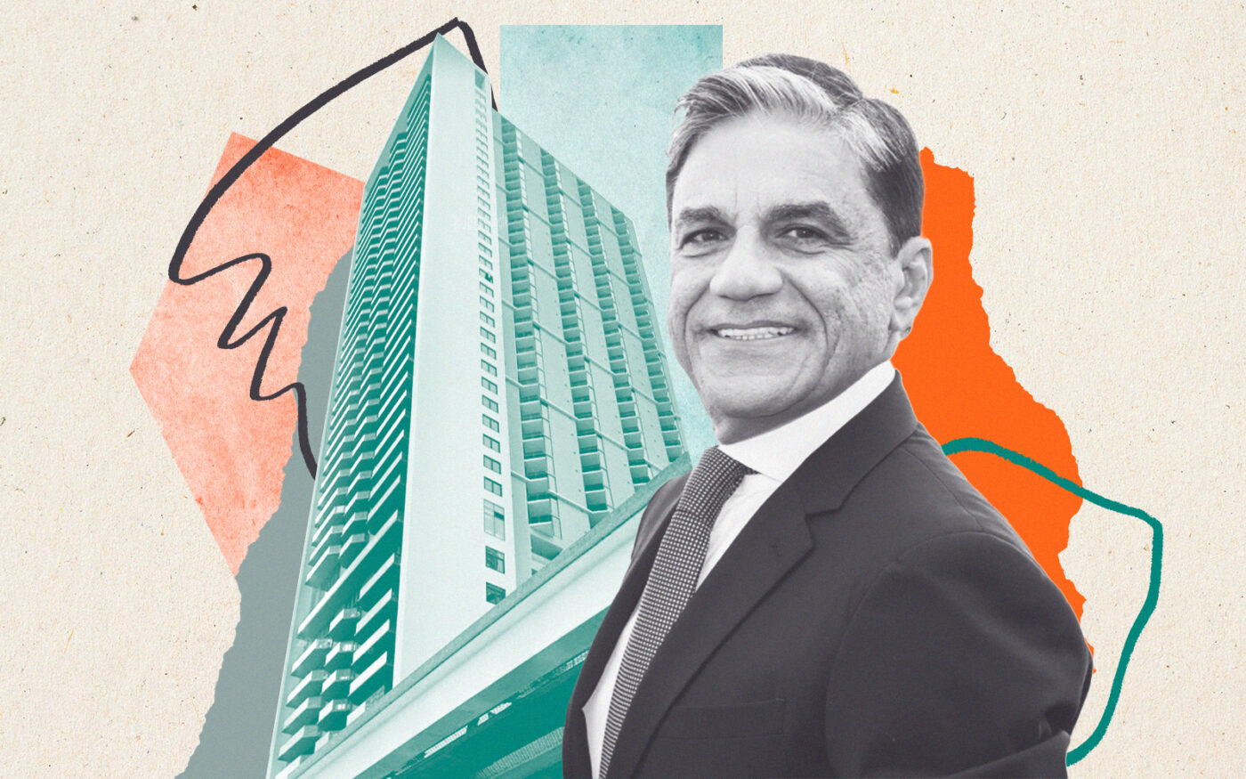 Moinian Group’s Joseph Moinian with Bezel apartment tower at 650 Northeast Second Avenue