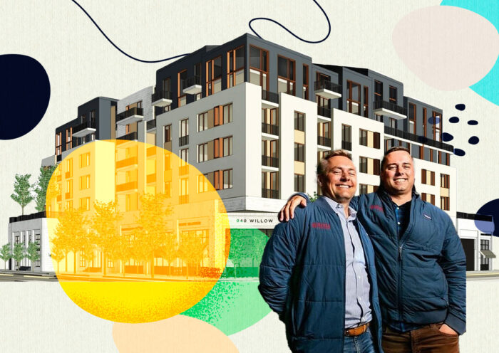 Redco Development's Chris and Jason Freise and a rendering of 940 Willow Street in San Jose