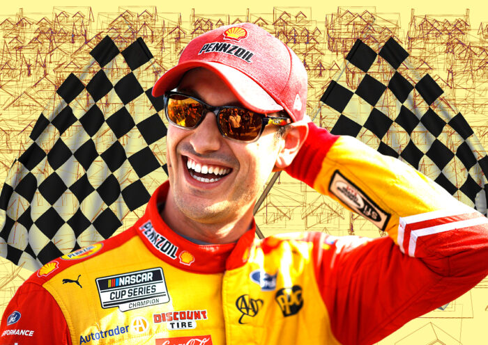 A photo illustration of NASCAR champion Joey Logano (Getty)