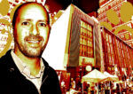 A photo illustration of Crown Acquisitions' Richard Chera and 144 Fulton Street (Getty, Crown Acquisitions, Google Maps)