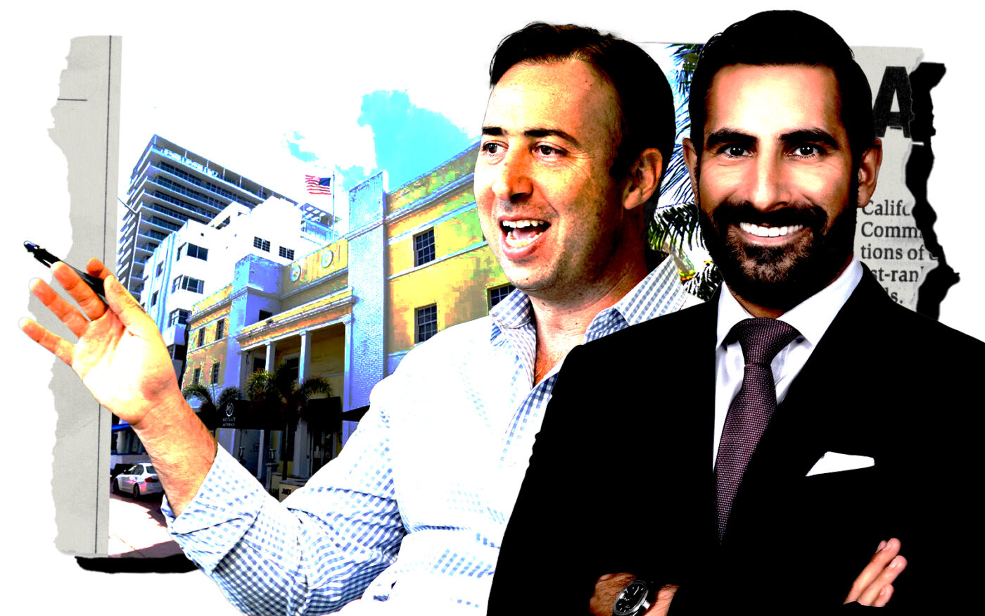 From left: 13th Floor’s Arnaud Karsenti, Opera Acquisitions President Valerio Spinaci and the Westgate South Beach Oceanfront Resort (Getty, 13th Floor, Opera Acquisitions, Google Maps)