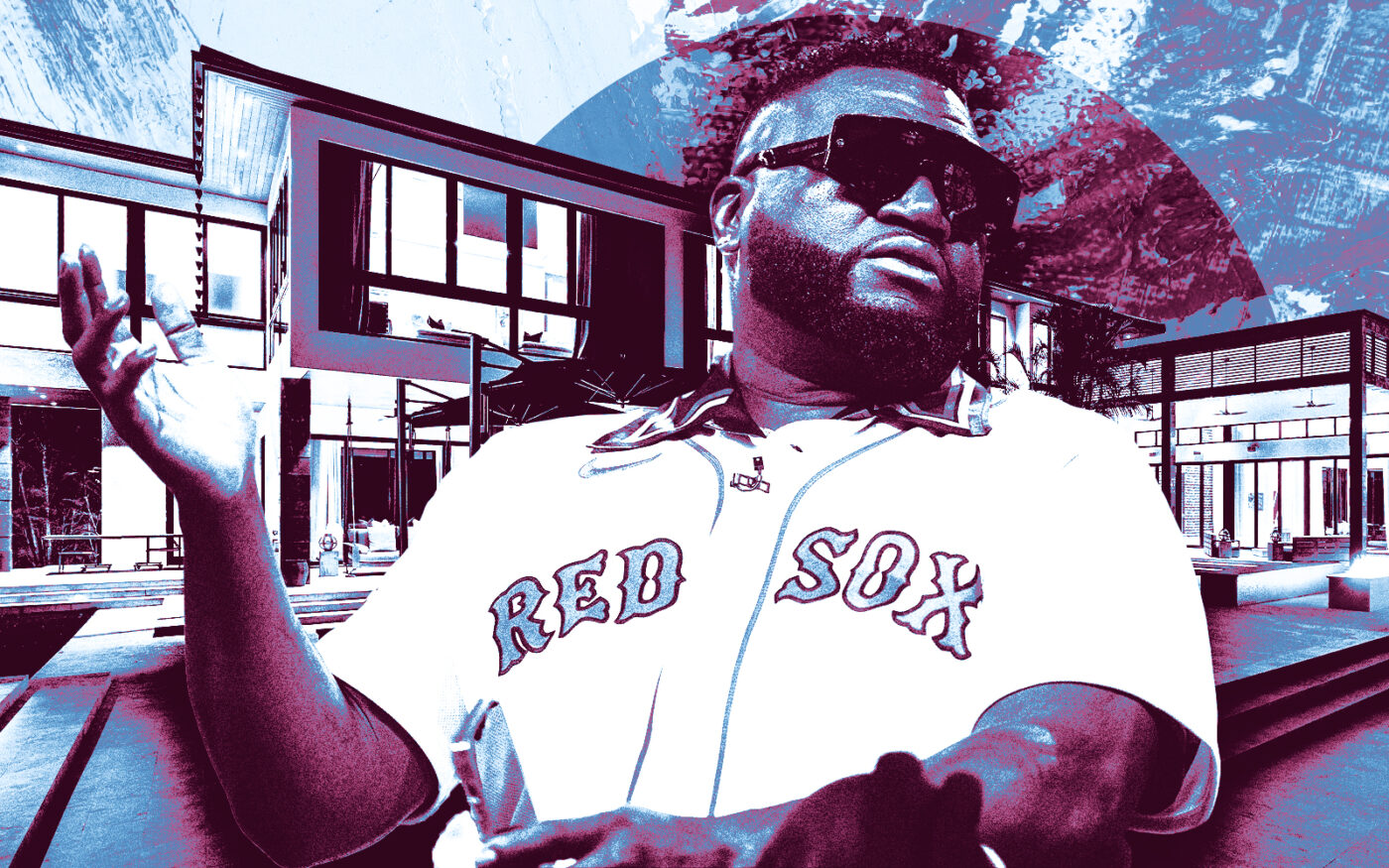 David Ortiz and 9505 Southwest 63rd Court in Pinecrest (Photo Illustration by Steven Dilakian for The Real Deal with Getty, OAK Studios, and One Sotheby’s International Realty)