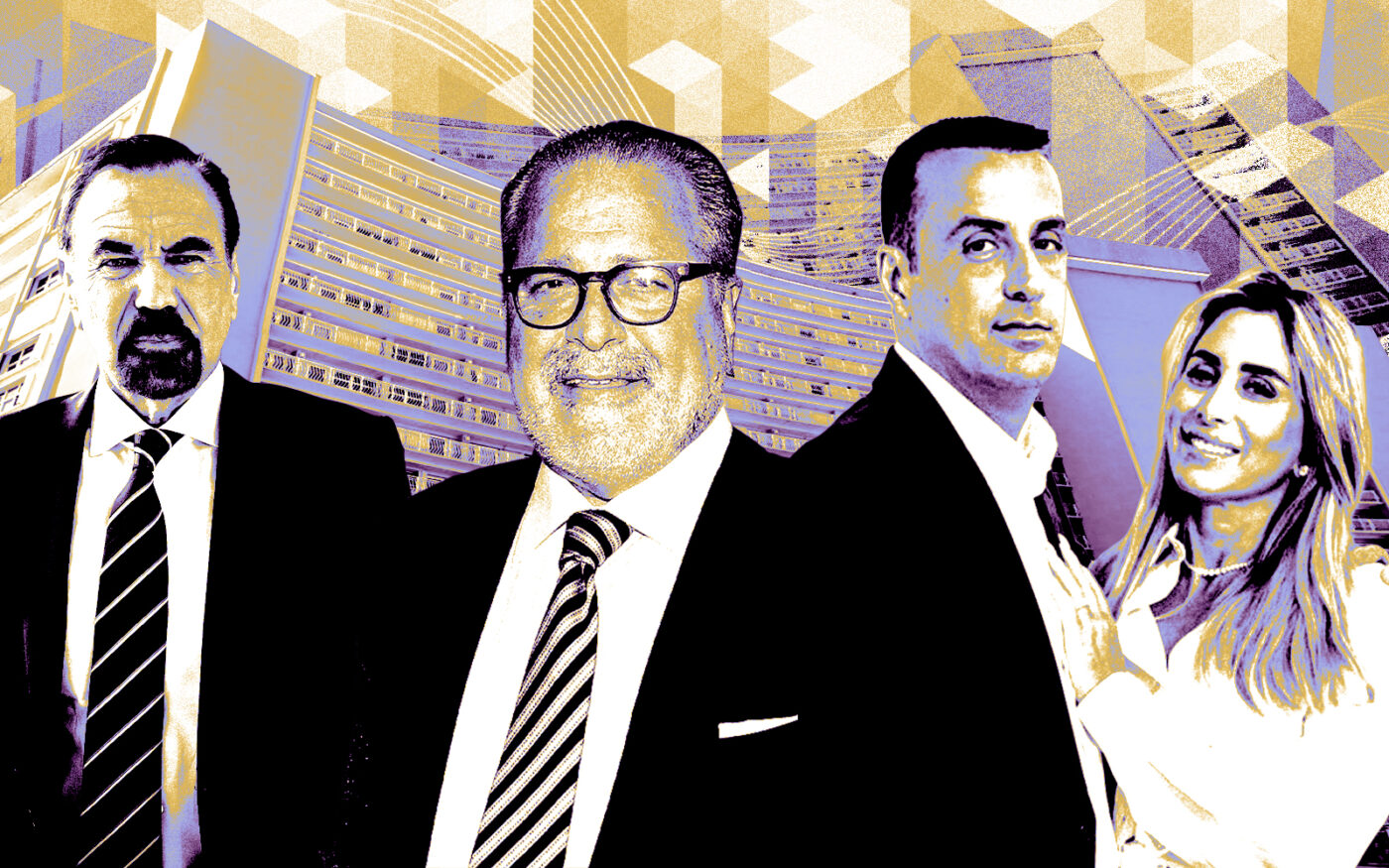 From left: Related Group Chairman Jorge Pérez, Joseph Chetrit, BH Group’s Liat and Isaac Toledano, and 20 North Ocean Boulevard (Getty, Google Maps, Related Group)