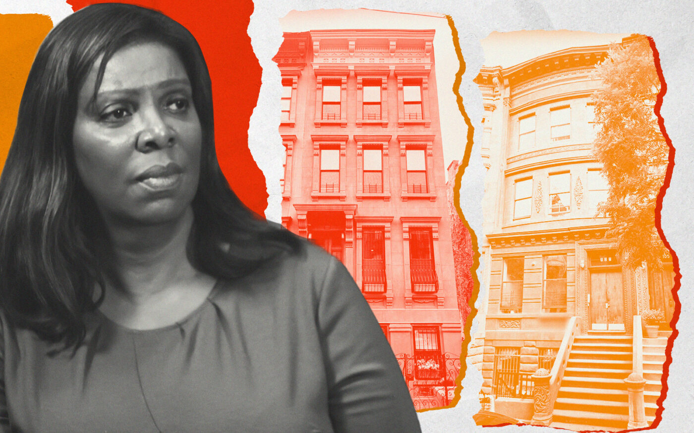 Attorney General Letitia James with 135 West 131st Street and 107 West 118th Street