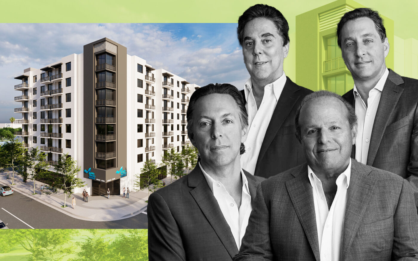 Coral Rock Development Group’s Victor Brown, Stephen Blumenthal, Michael Wohl and David Brown with a rendering of Dolce Vida