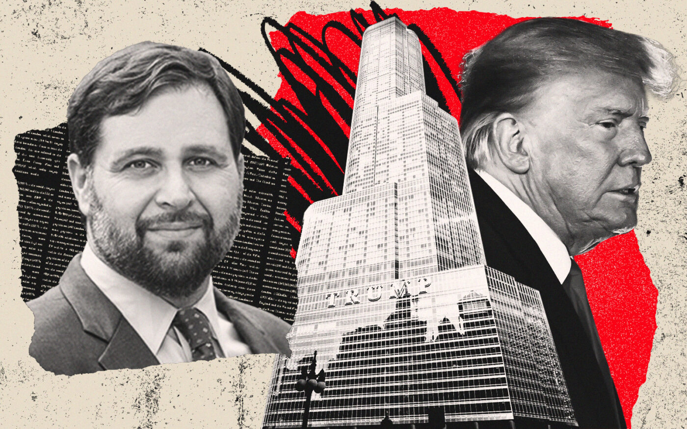 Northwestern's Rob Weinstock and former president Donald Trump with 401 North Wabash Avenue