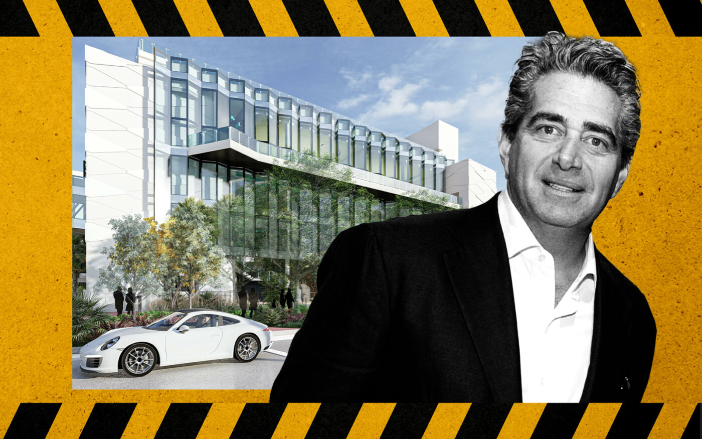 Jeffrey Soffer and rendering of Fontainebleau Miami Beach events center