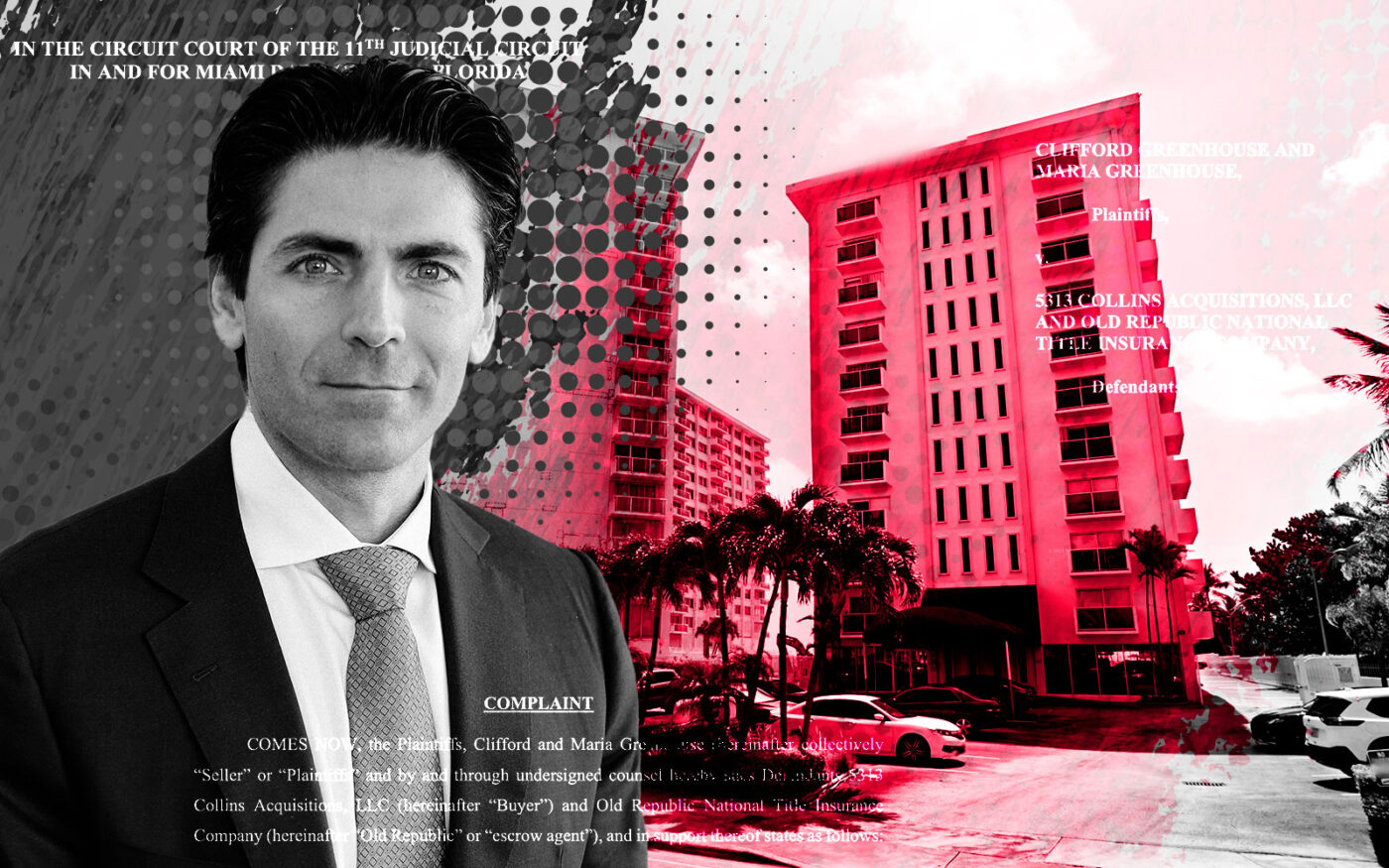 Mast Capital's Camilo Miguel Jr. and the Amethyst building at 5313 Collins Avenue
