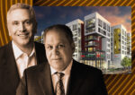 Encore Capital's Art Falcone, Affinius Capital's Len O’Donnell and a rendering of 750 South Oxford Avenue