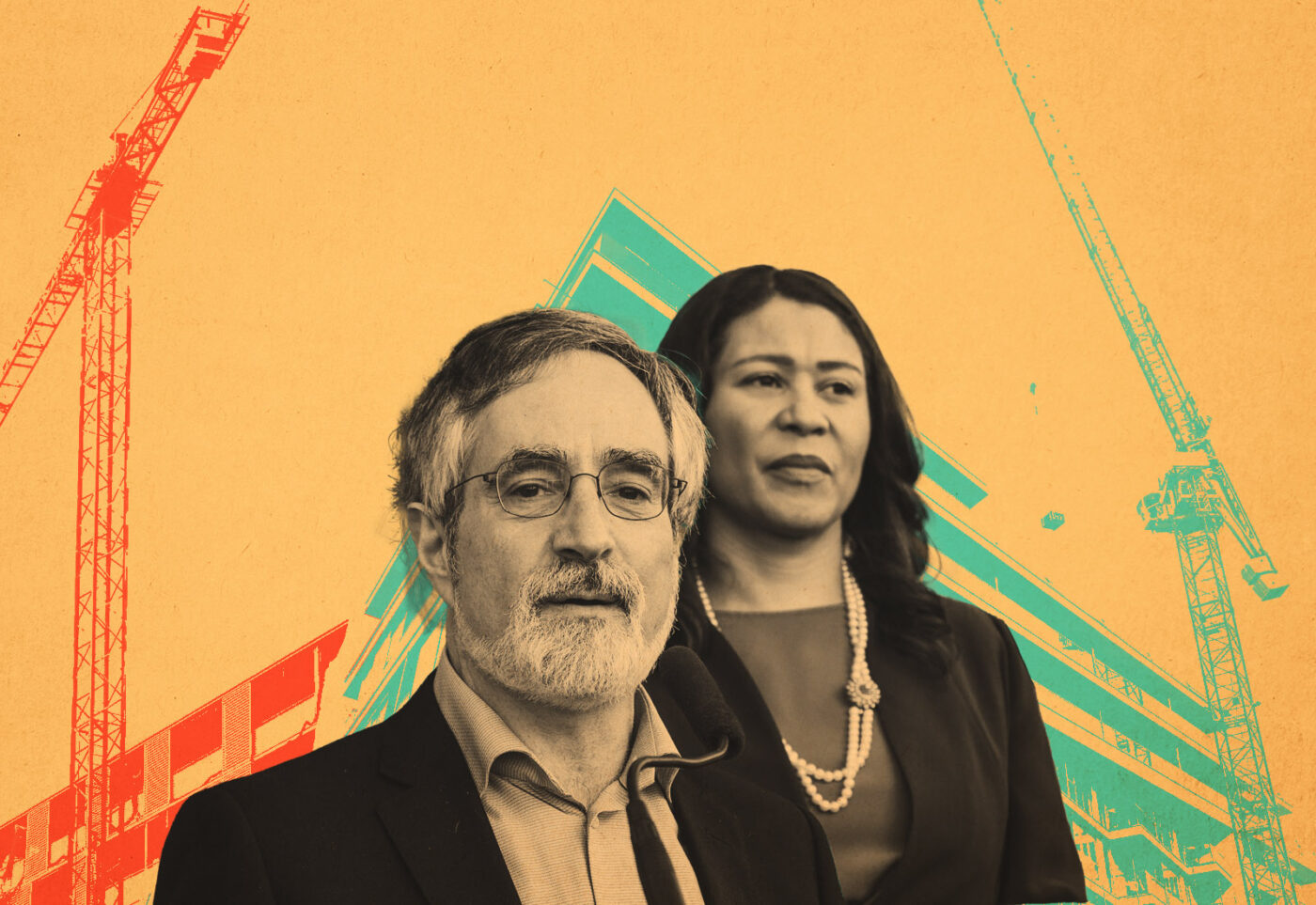 Mayor London Breed and Board of Supervisors President Aaron Peskin (Getty, SFBOS)
