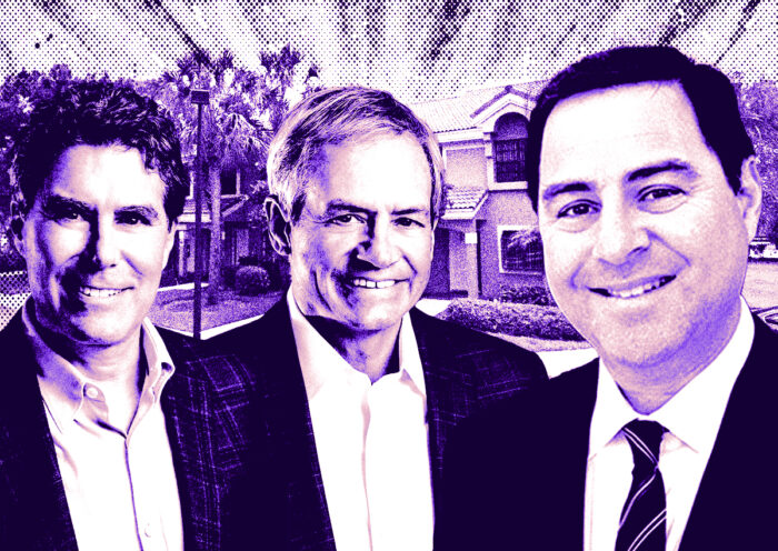 From left: LEM Capital’s Jay Eisner and Herbert Miller Jr., Atlantic Pacific Companies’ Howard Cohen, and The Atlantic Preserve apartment complex at 10900 Northwest 17th Street in Plantation (Getty, Atlantic Pacific Companies, LEM Capital, Google Maps)