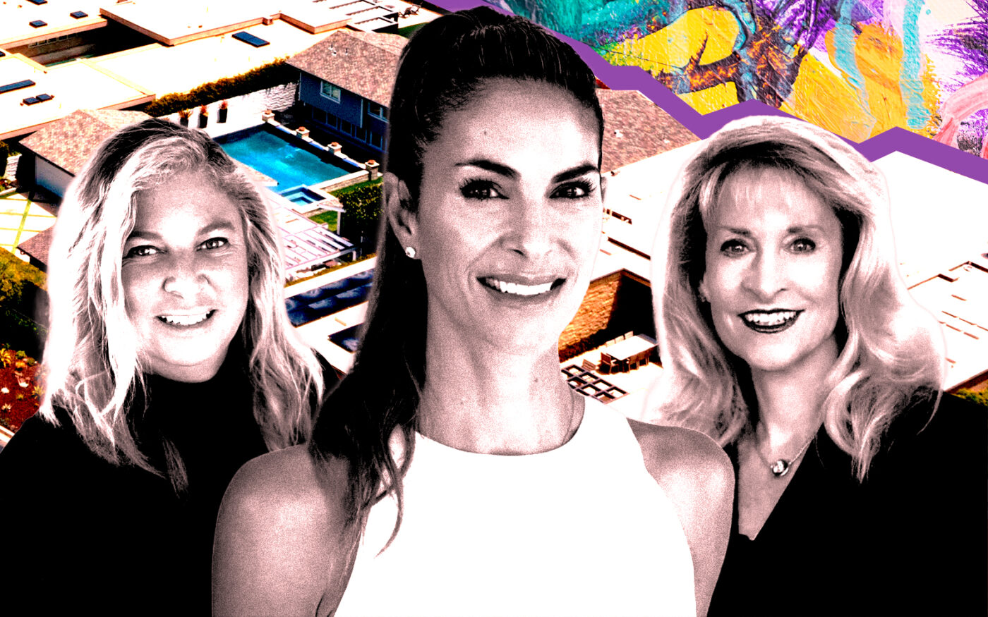 From left: Jill Lockhart, Meital Taub and Lee Ann Canaday along with an aerial view of 39 Monarch Bay Drive in Dana Point (Getty, Meital Taub Luxury Group, Canaday Group)