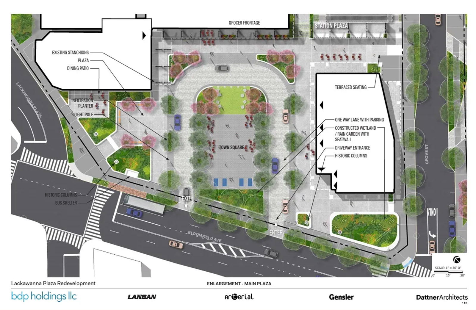 Rendering of the revised plan for Montclair's Lackawanna Plaza from the architect (Dattner Architects)