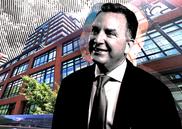 A photo illustration of Steve Witkoff and 150 Charles Street (Getty, The Real Deal, Google Maps)
