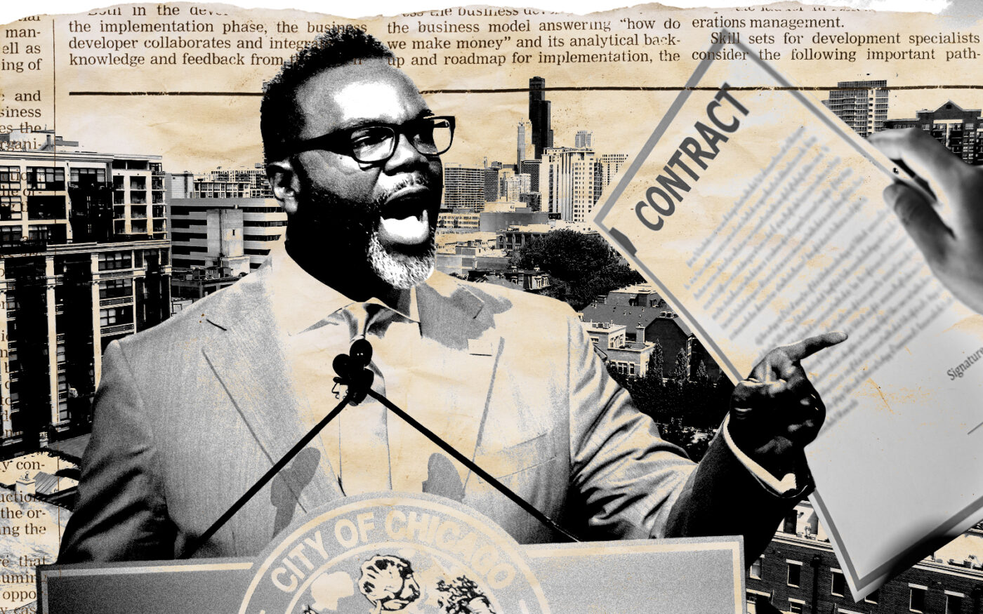 A photo illustration of Mayor of Chicago Brandon Johnson (Getty)