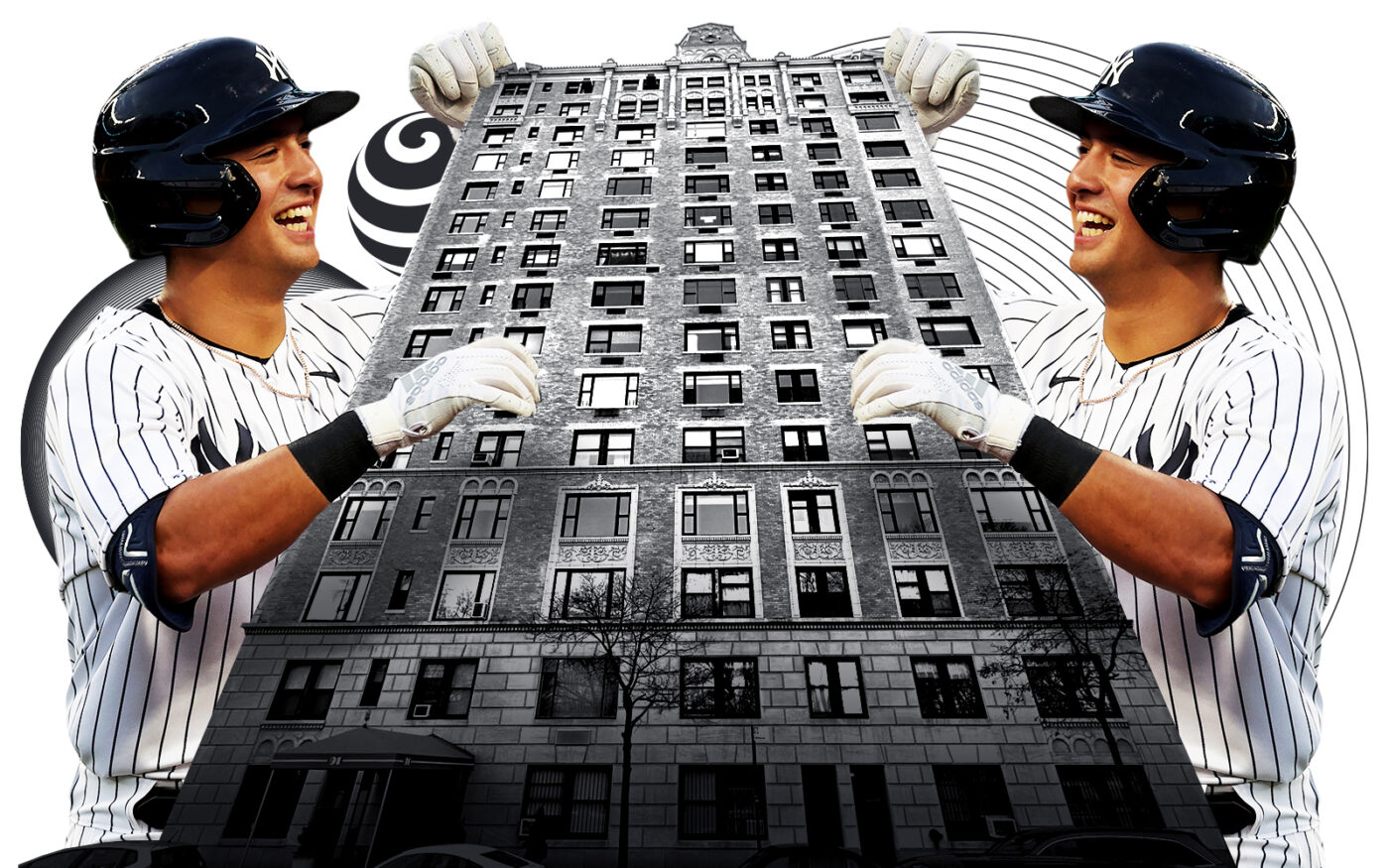 New York Yankees shortstop Anthony Volpe and 91 Central Park West (Photo Illustration by Steven Dilakian for The Real Deal with Getty and Google Maps)