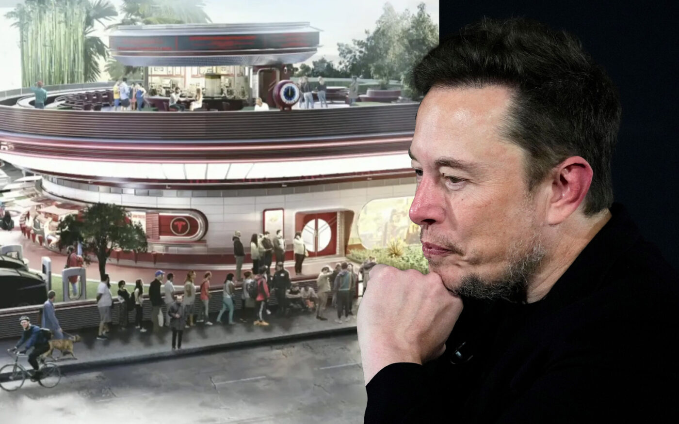 Tesla builds 1950s-Style diner, drive-in theater, charger station